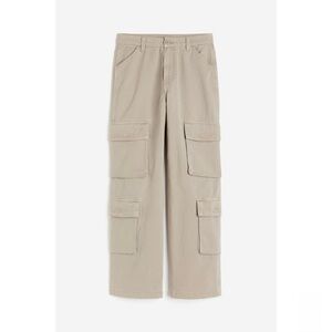 H&M TWILL CARGO PANTS - BEIGE